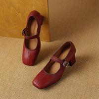 Ilana Square Toe Mary Jane Block Heels