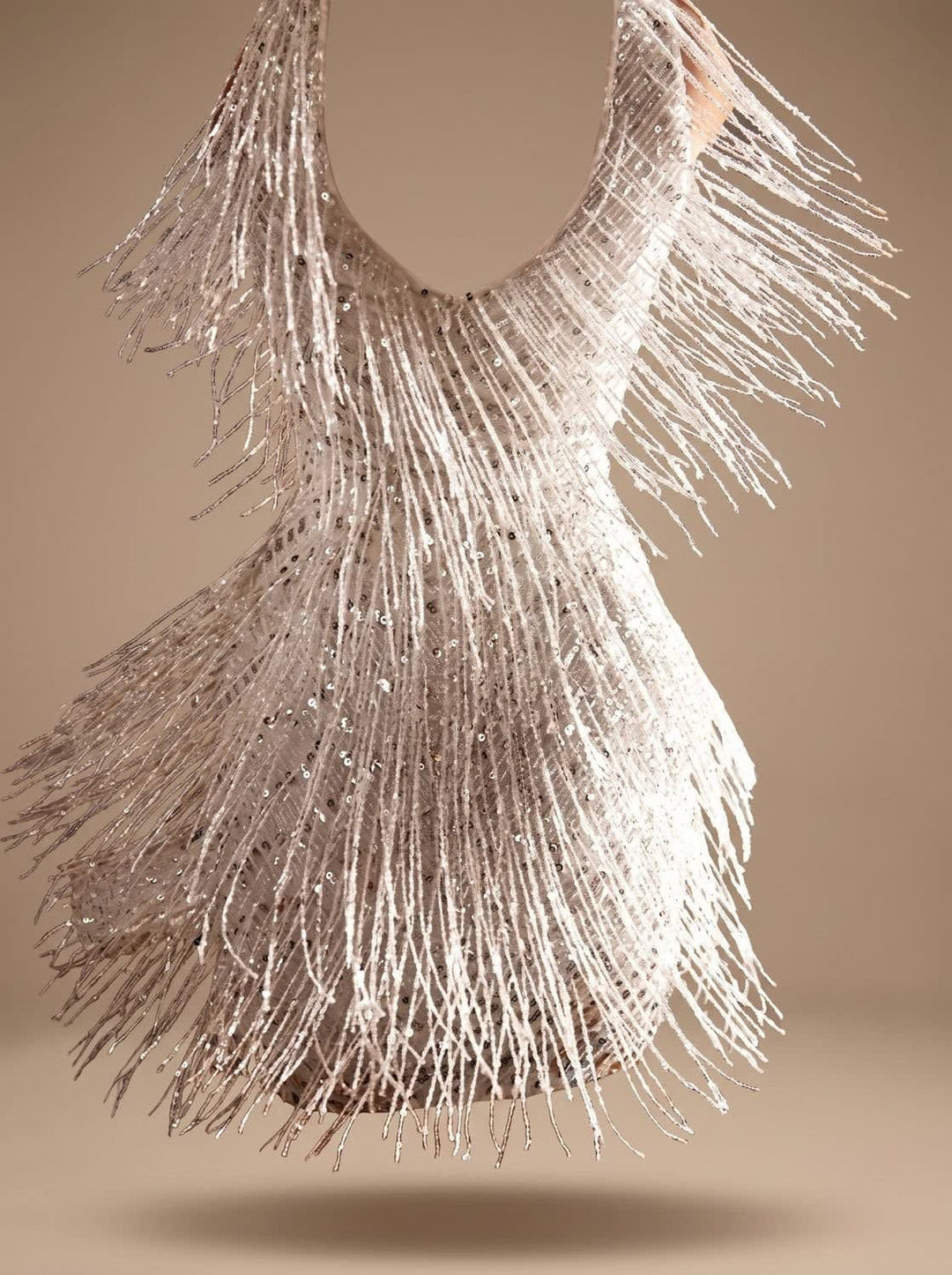Luella Fitted Sequin Fringe Christmas Party Mini Dress