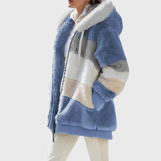 Annabel Color Block Hooded Teddy Jacket_1
