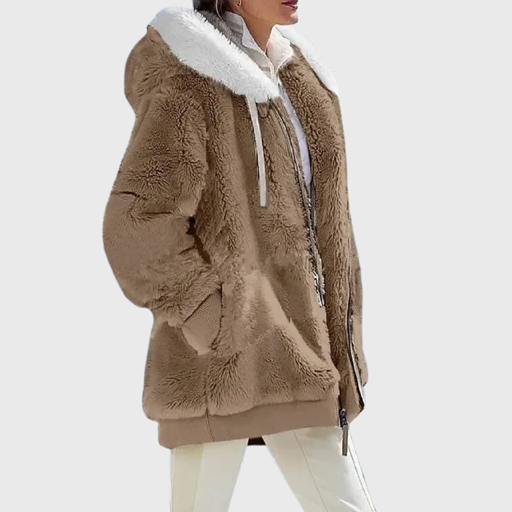 Annabel Color Block Hooded Teddy Jacket
