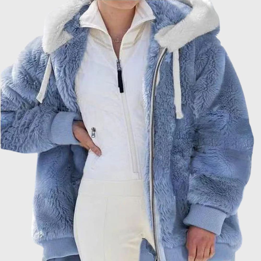 Annabel Color Block Hooded Teddy Jacket