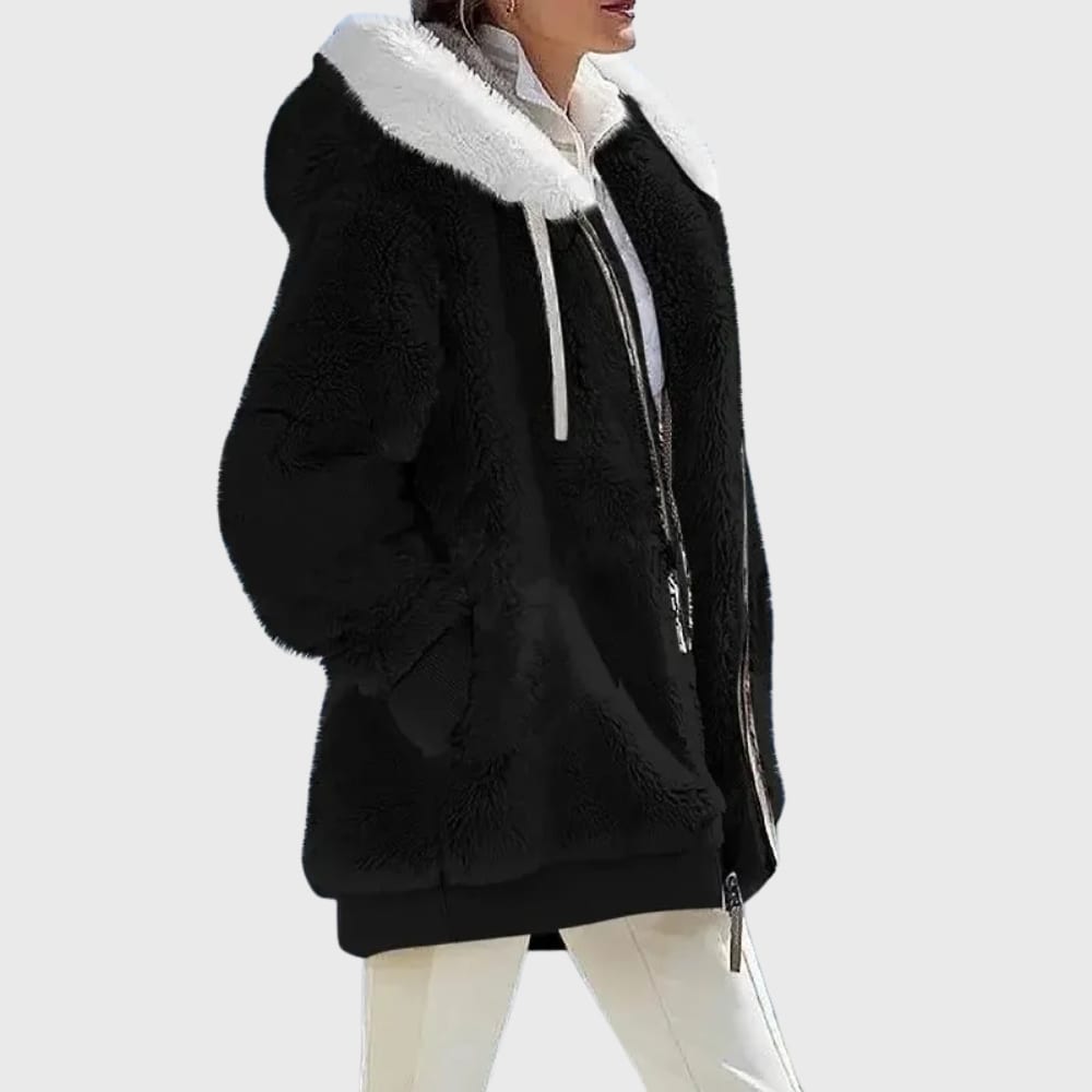 Annabel Color Block Hooded Teddy Jacket
