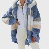 Annabel Color Block Hooded Teddy Jacket
