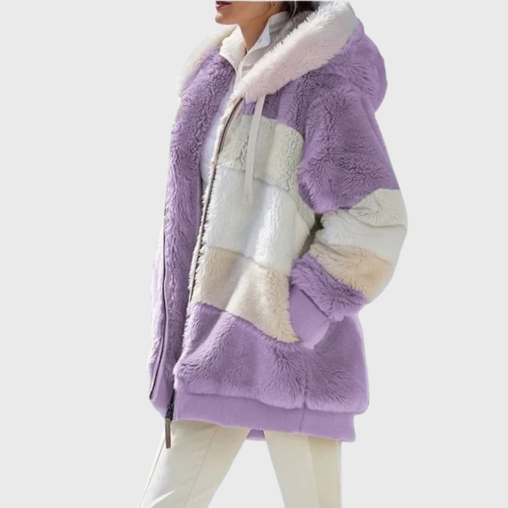 Annabel Color Block Hooded Teddy Jacket
