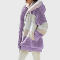 Annabel Color Block Hooded Teddy Jacket