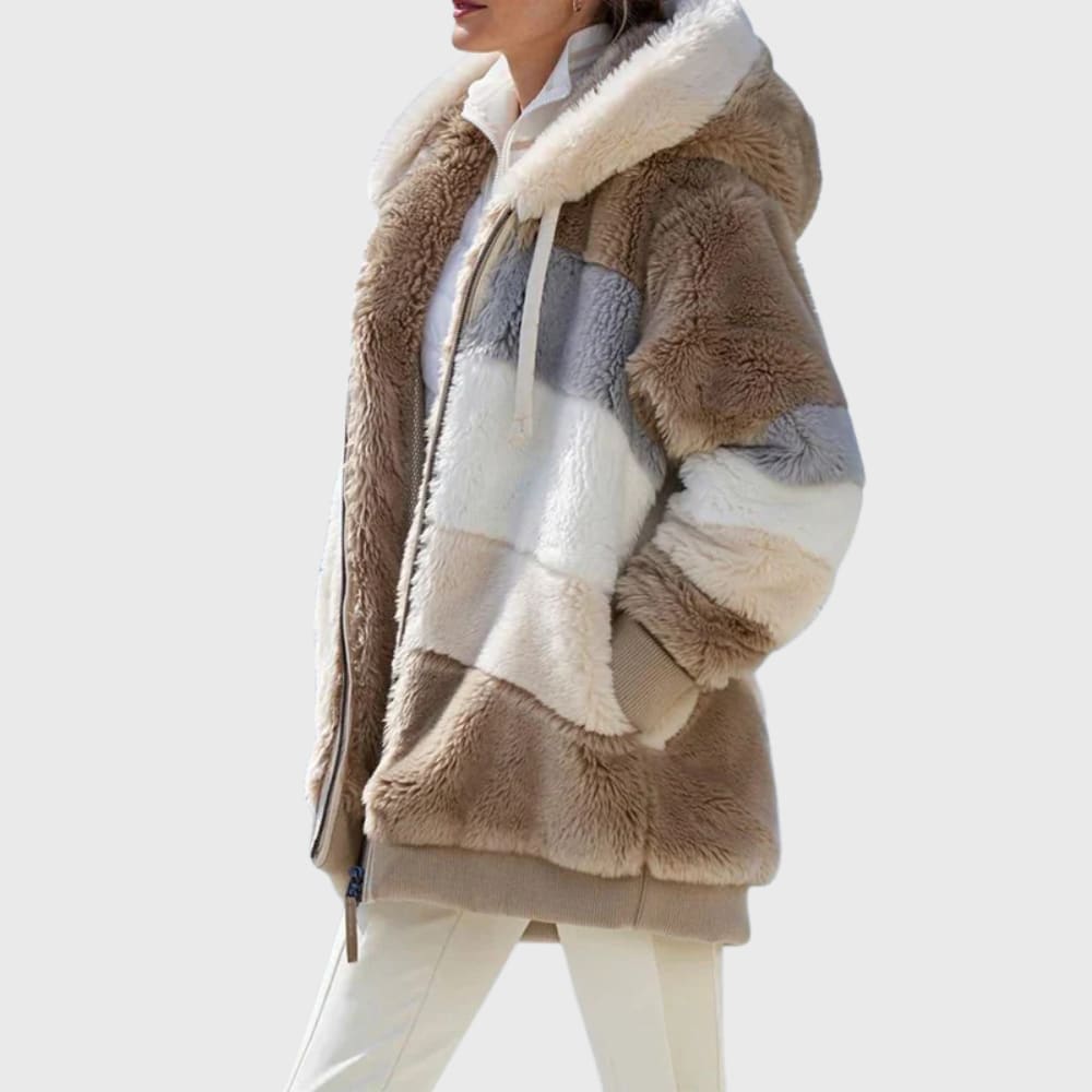 Annabel Color Block Hooded Teddy Jacket_4