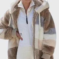 Annabel Color Block Hooded Teddy Jacket