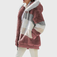 Annabel Color Block Hooded Teddy Jacket