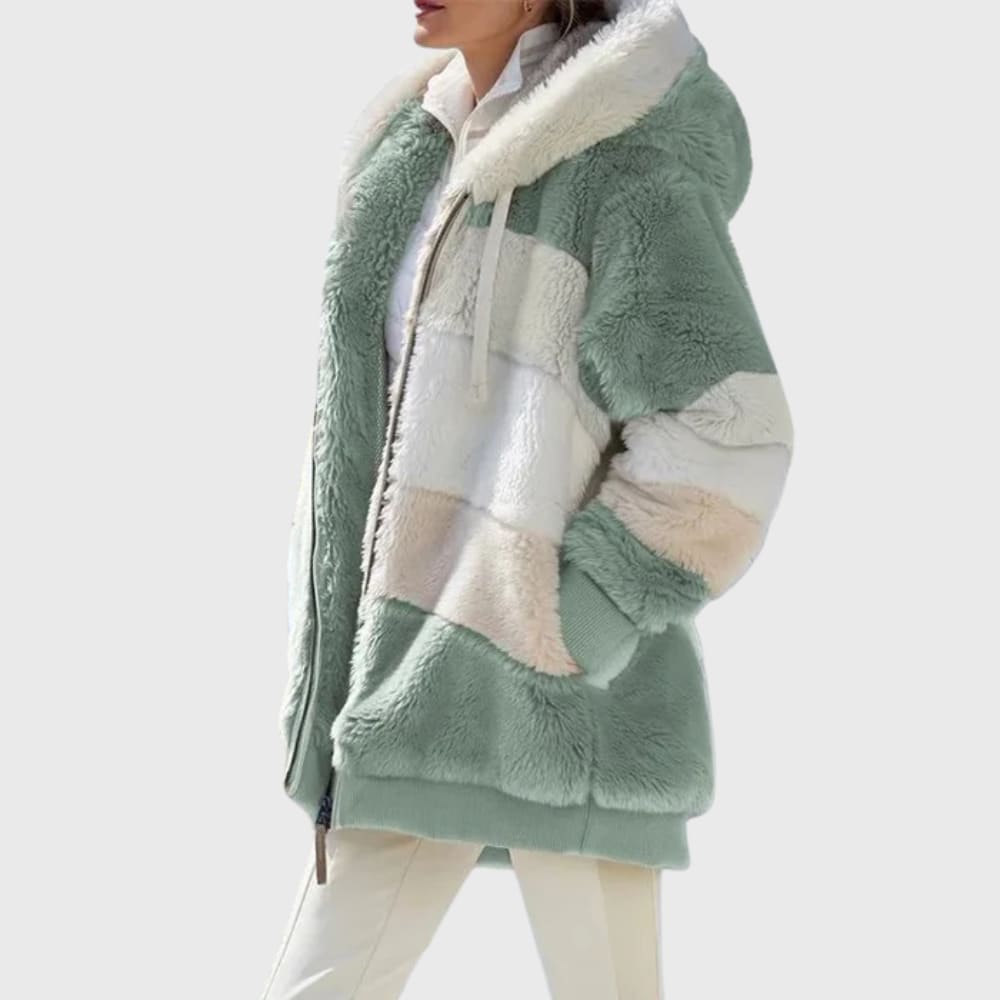 Annabel Color Block Hooded Teddy Jacket