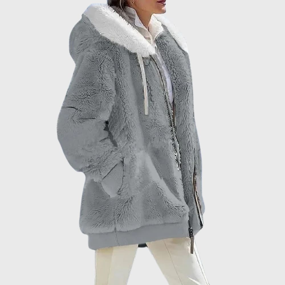 Annabel Color Block Hooded Teddy Jacket