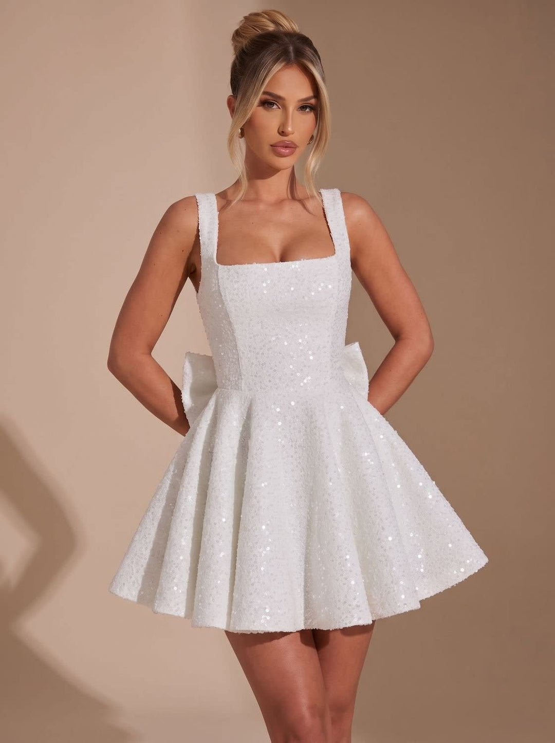 Maeve Sequin Bow Christmas Party Mini Dress