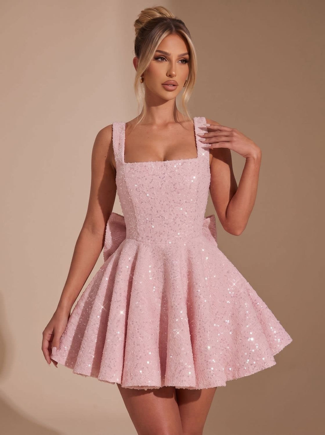 Maeve Sequin Bow Christmas Party Mini Dress