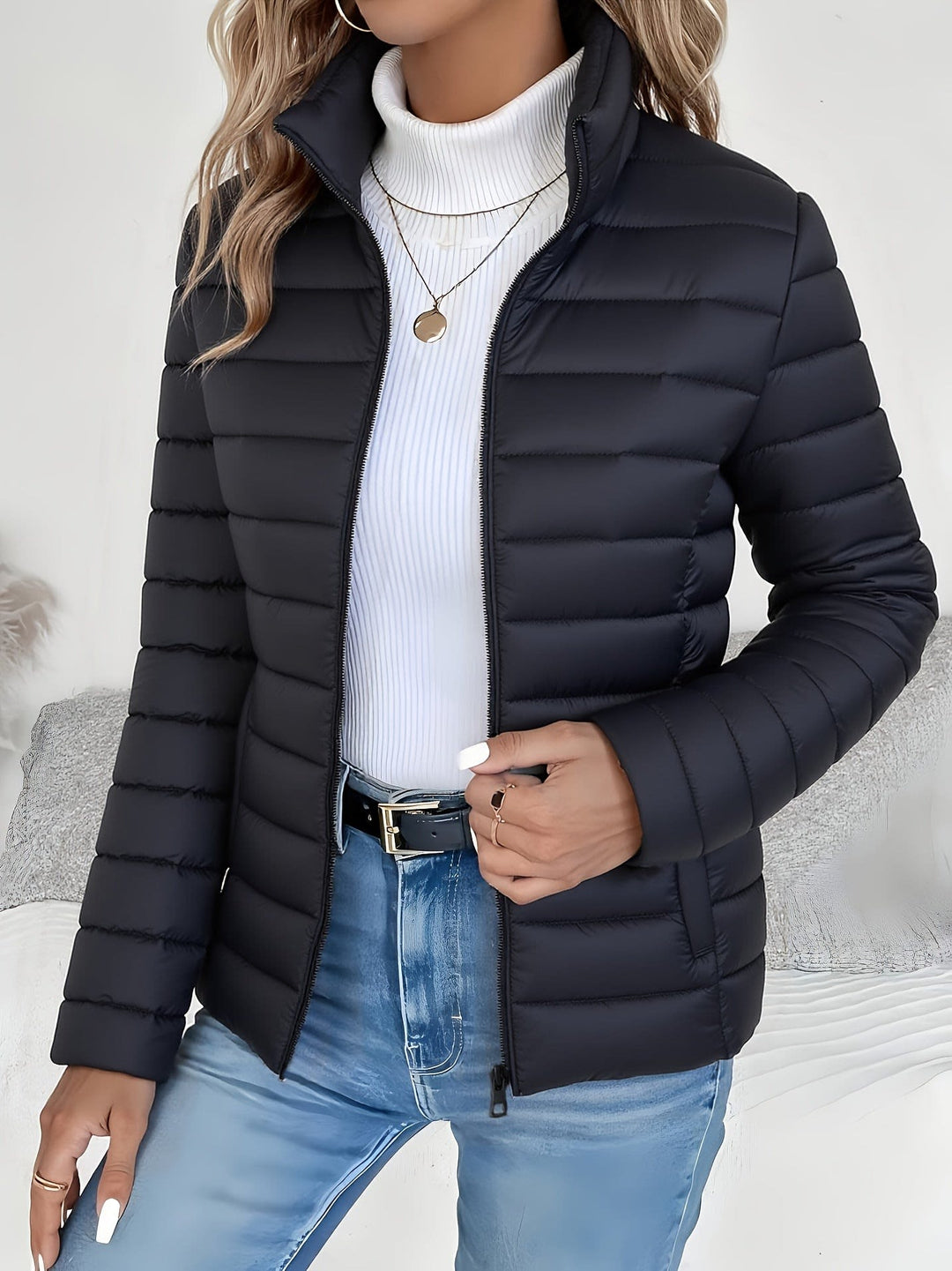 Zephyra Lightweight Stand Collar Puffer Jacket