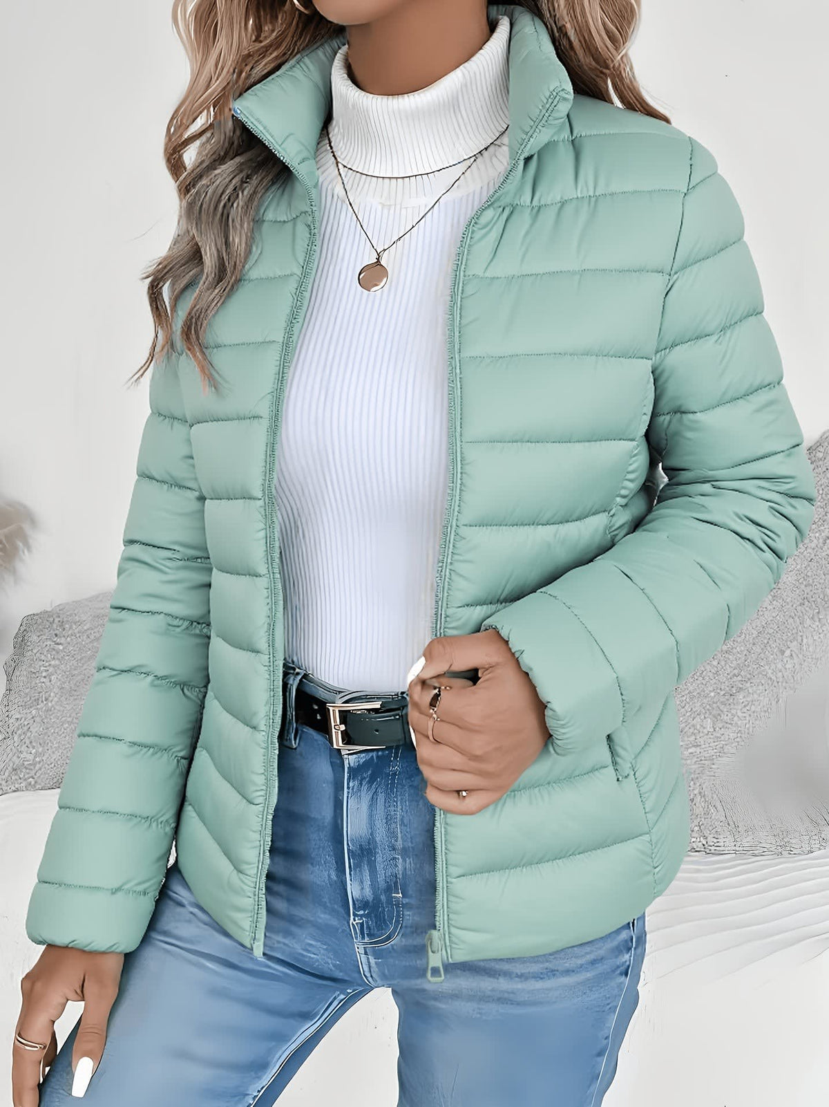 Zephyra Lightweight Stand Collar Puffer Jacket_4