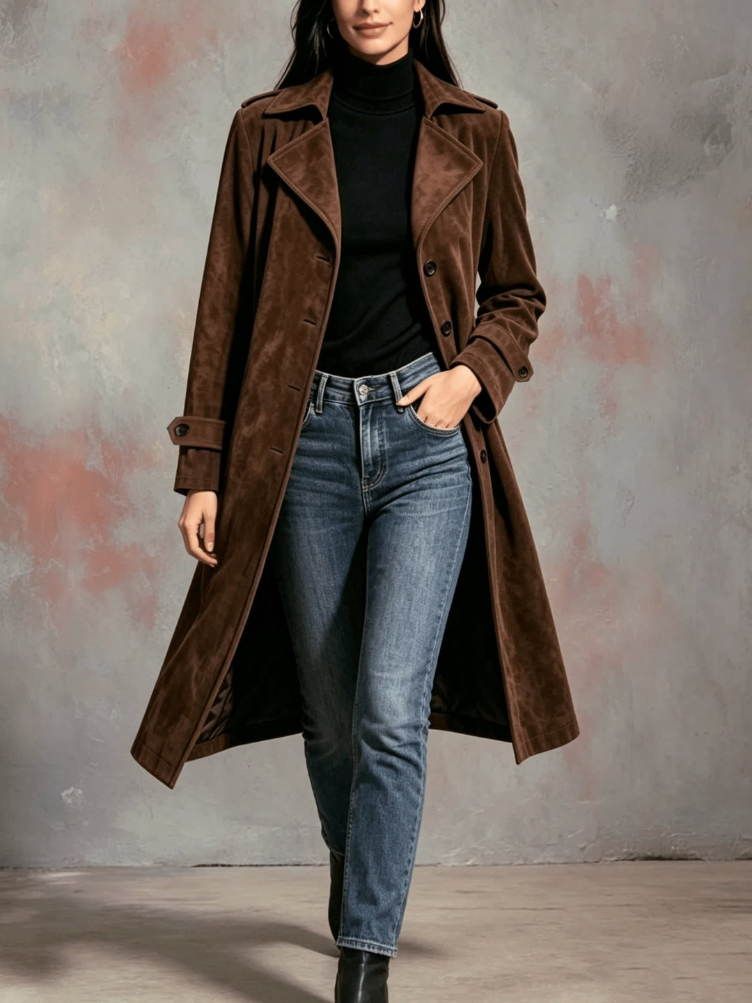 Marisol Faux Suede Longline Winter Coat