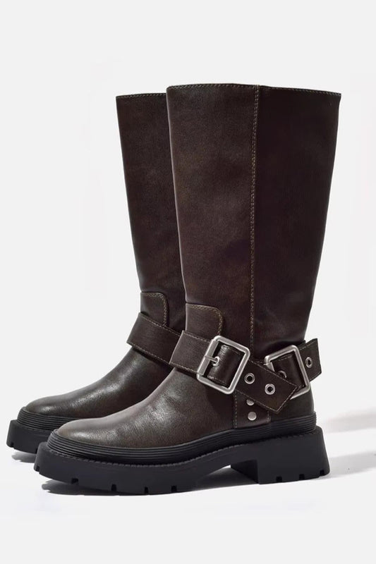 Cassia Double Buckle Chunky Knee High Boots_1